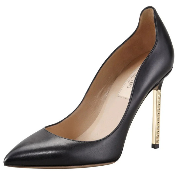Valentino Garavani Extreme Heel Nappa Leather Pumps Black Size 8.5 - Picture 1 of 13